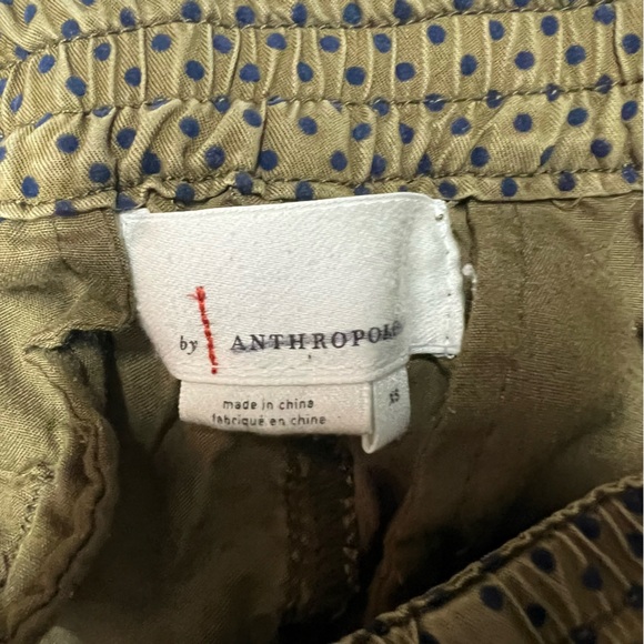 Anthropologie Jogger Pants Womens Extra Small XS Green Blue Dots Elastic Waist - Picture 6 of 9